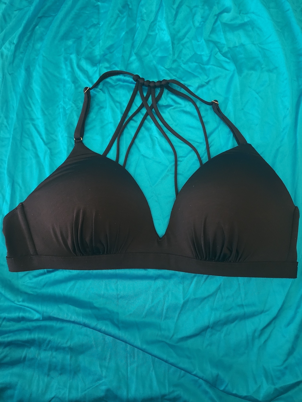 Athleta Black Strappy V-Plunge Bralette